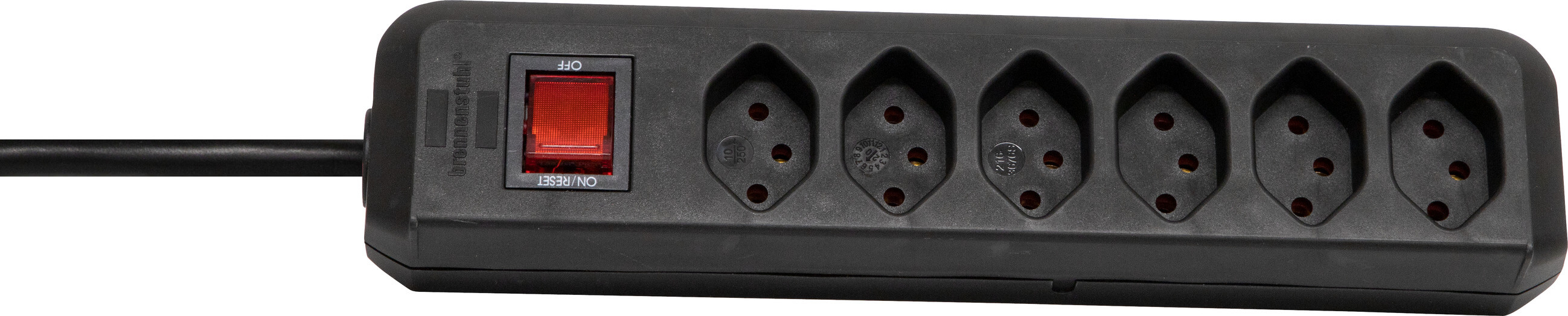 cleverLINE Steckdosenleiste 6-fach schwarz 3m H05VV-F 3G1,0 mit Schalter *CH*
