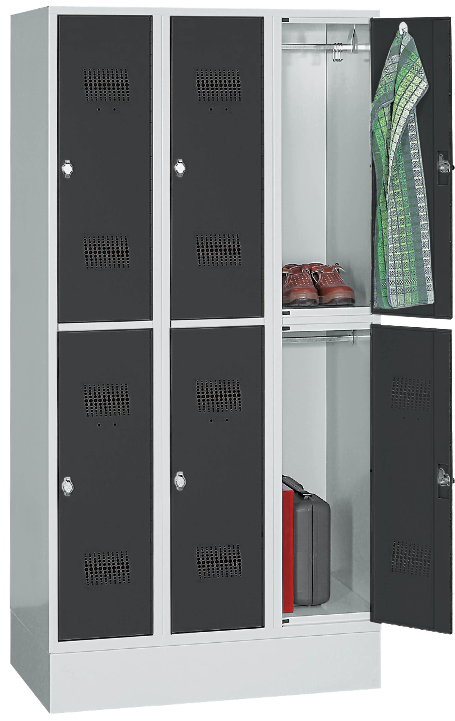 Garderobenschrank, 900x1850x500 mm, 6 Abteile
