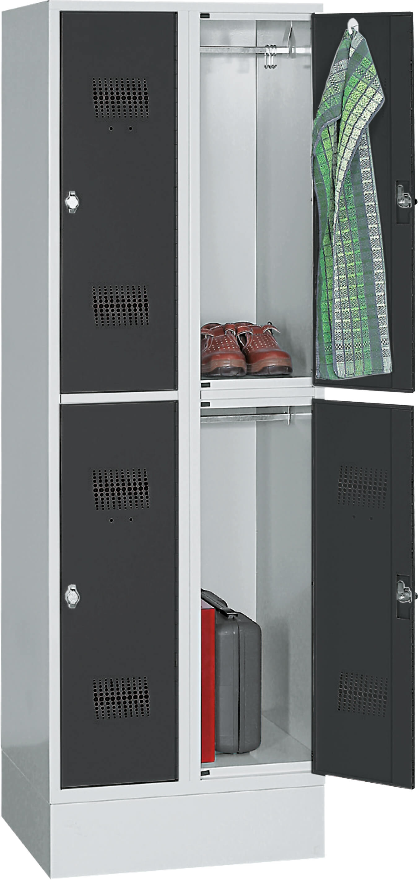 Garderobenschrank, 600x1850x500 mm, 4 Abteile