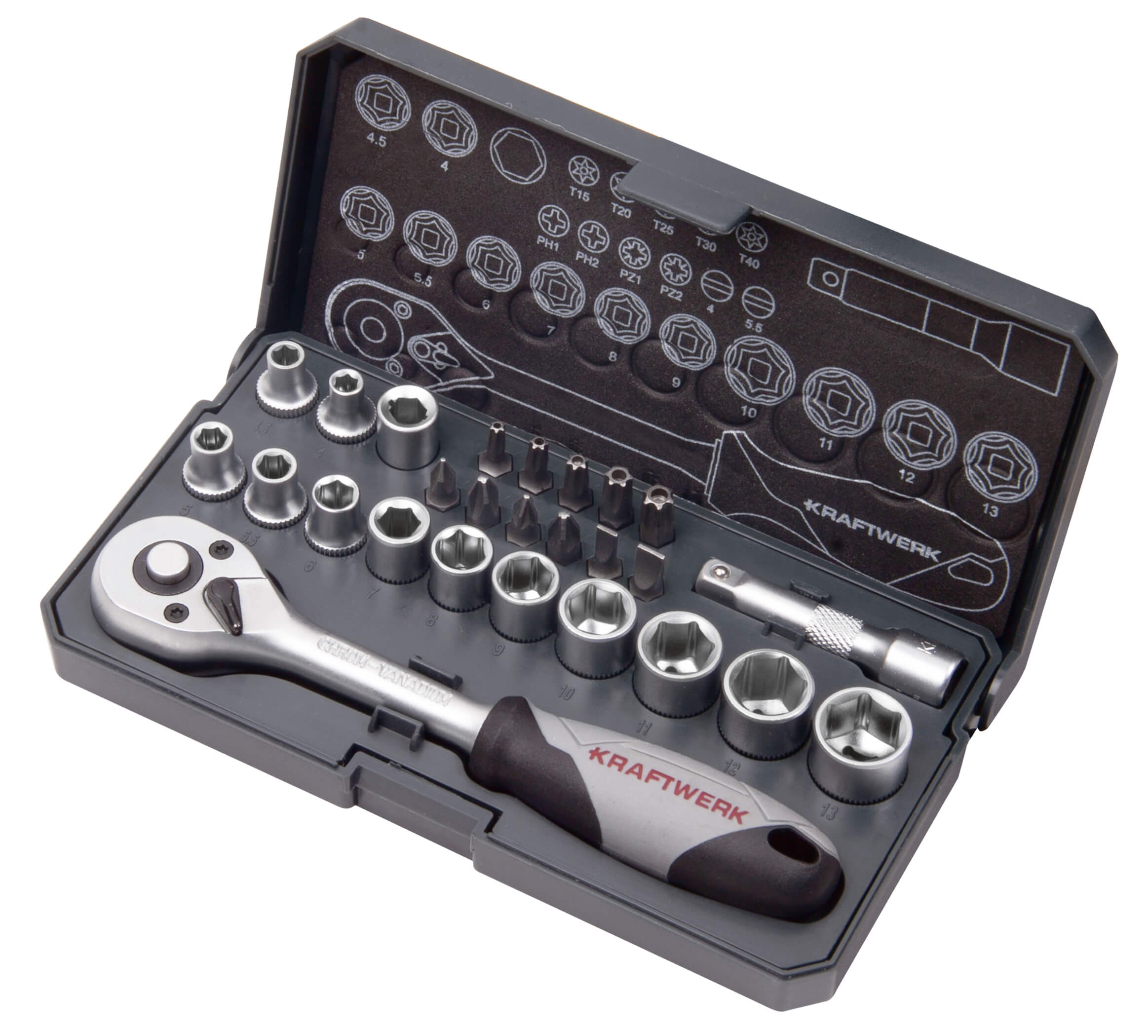 Steckschlüssel-Satz, Basic, 1/4", 26-tlg.