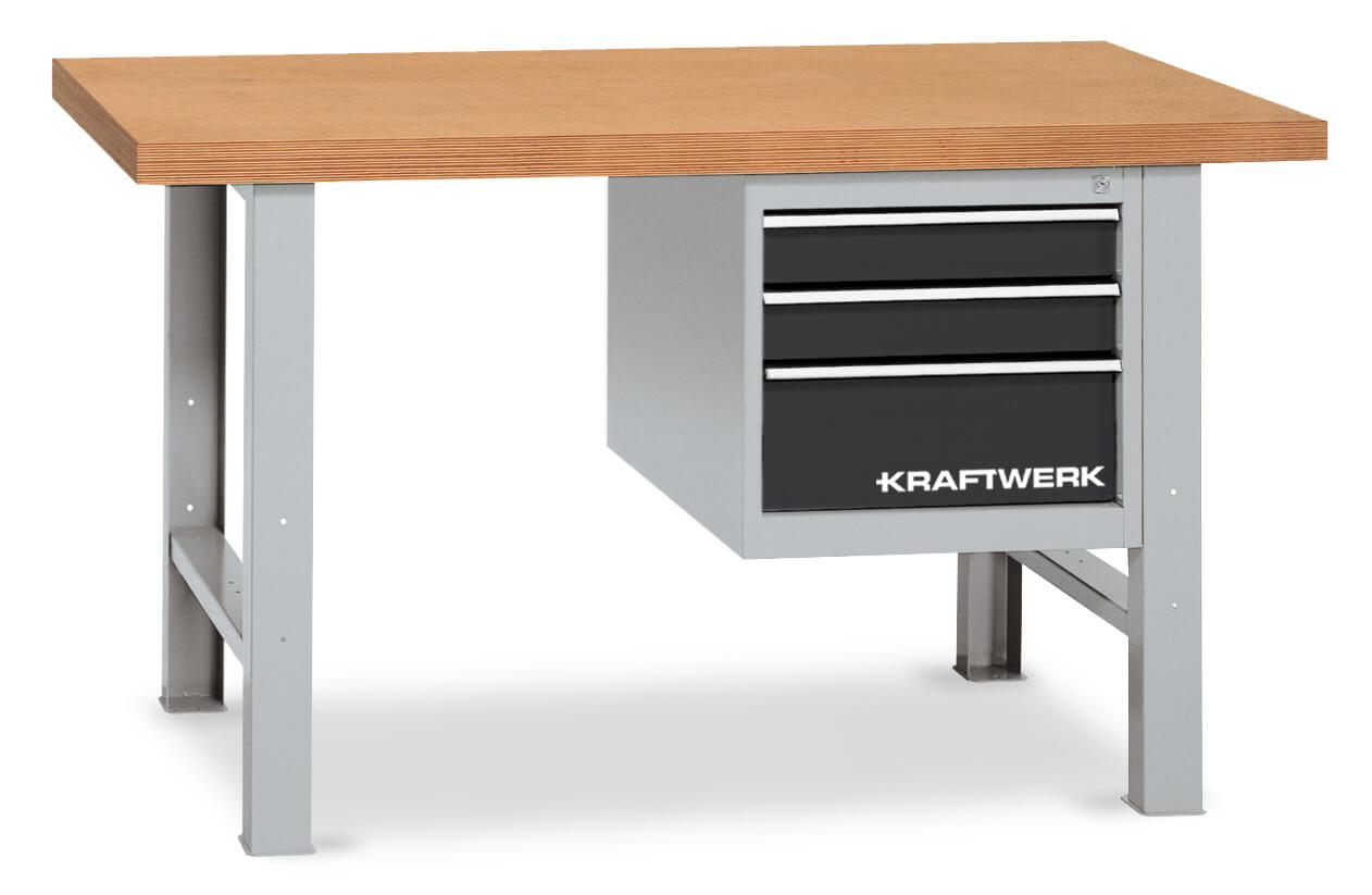 Werkbank 850x1500x700 mm, Schubladenbox mit 3 Schubladen