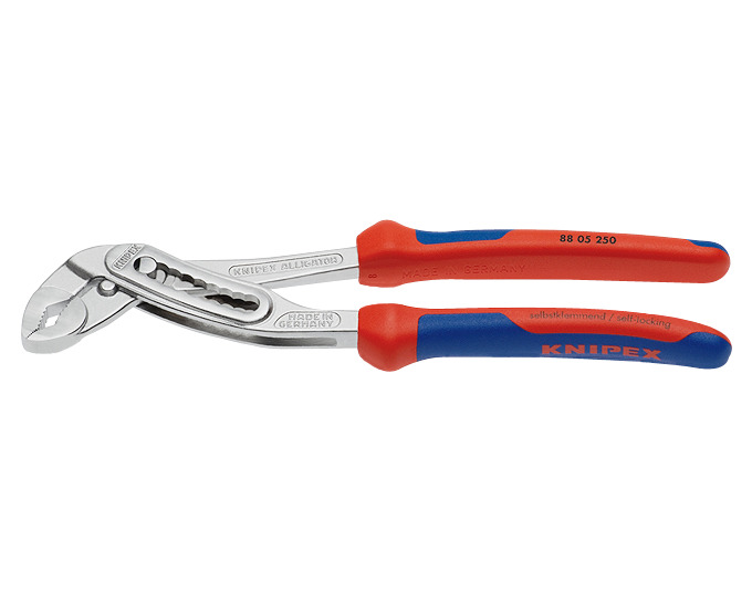 KNIPEX-Alligator Wasserpumpenzange verchromt mit zweifarbigen Mehrkomponenten-Griffhüllen L=250mm
