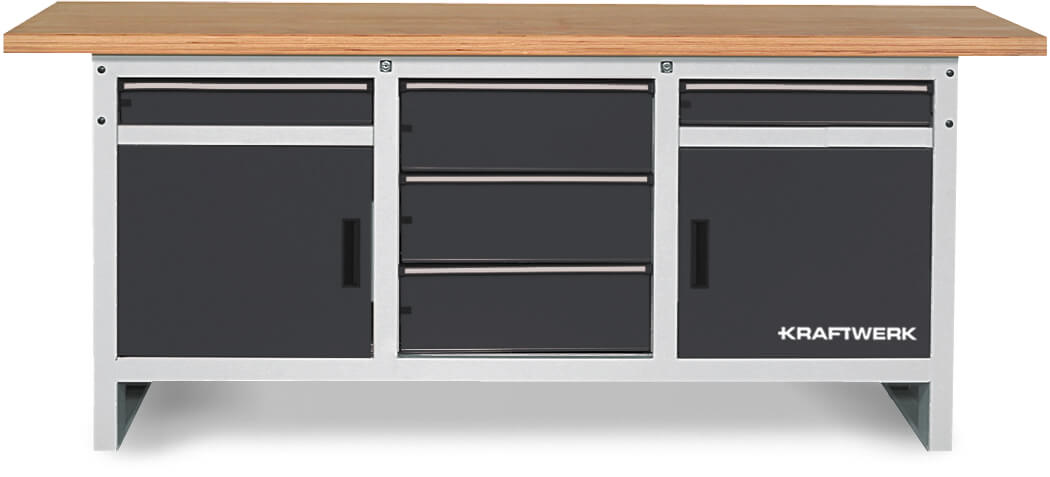 Werkbank , 840x2000x700 mm, 2 Türen, 5 Schubladen