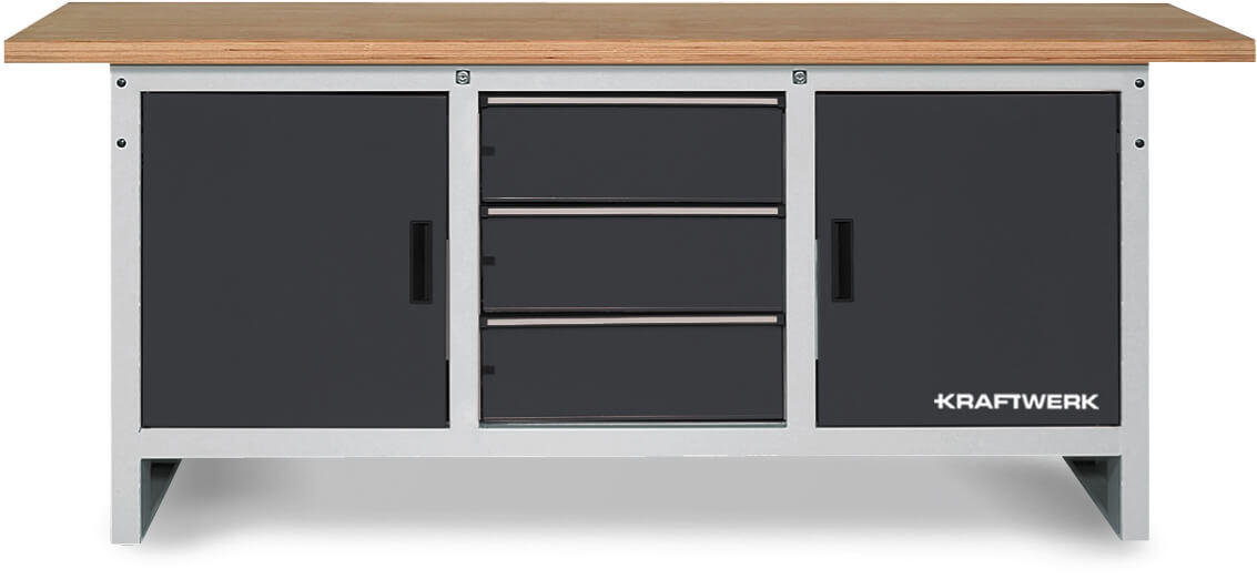 Werkbank, 840x2000x700 mm, 2 Türen, 3 Schubladen