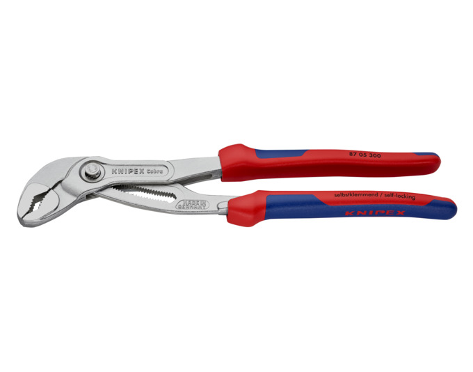 KNIPEX-Cobra HiTech-Wasserpumpenzange verchromt mit zweifarbigen Mehrkomponenten-Griffhüllen L=300mm